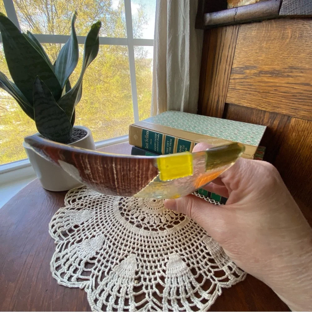 Artistic Fused Glass Decorative Tray Plate EUC
